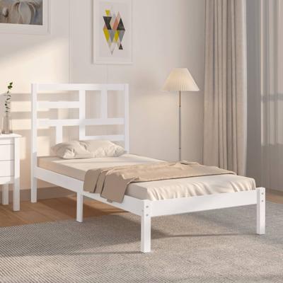 Bedframe massief hout wit 100x200 cm