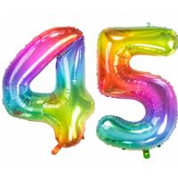 Folat Verjaardag Leeftijd folieballon - 45 jaar - multi kleuren - 86 cm - cijferballon groot