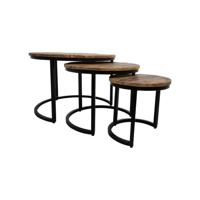 Salontafel Set District - 67/51/35 - Naturel/Zwart- Mango