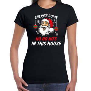 Foute humor Kerst T-shirt grappige kerstman voor dames zwart