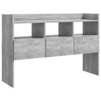 The Living Store Dressoir Betongrijs 105x30x70 cm - 3 open vakken - 3 lades