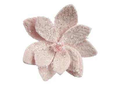 Kerstornament Bloem Clip Kunstbont Zacht Roze Ø28cm