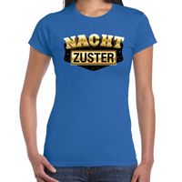 Nachtzuster carnaval / verkleed t- shirt blauw voor dames - thumbnail