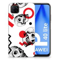 Silicone Back Case Huawei P40 Lite Skull Red - thumbnail