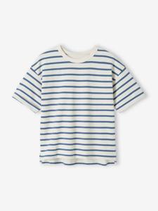 Uniseks t-shirt met strepen, aanpasbaar voor kinderen, korte mouwen blauw, gestreept