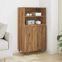 Hoge kast 60x36x110 cm bewerkt hout artisanaal eikenkleurig