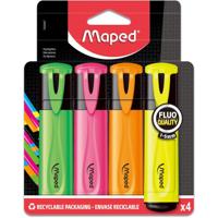 Maped markeerstift Fluo'Peps Classic etui van 4 stuks: geel, oranje, roze en groen