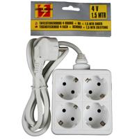 2x benson stekkerdoos - 4-voudig - vierkant - wit - 1,5 meter - met randaarde 2x benson stekkerdoos - 4-voudig - vierkant - wit - 1,5 meter - met randaarde