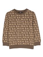 Balmain Kids sweat en coton à logo imprimé - Marron - thumbnail