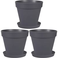 Set van 3x stuks bloempotten Toscane kunststof antraciet D30 x H26 cm inclusief onderschalen D23 cm