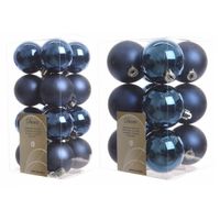 Kerstversiering kunststof kerstballen donkerblauw 4-6 cm pakket van 40x stuks - thumbnail