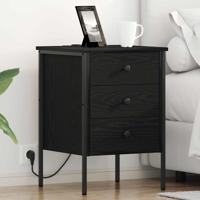 Nachtkastje 2 pcs Zwart eiken 42 x 41 x 61 cm Bewerkt hout