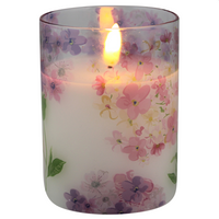 LED kaars in glas bloem 10cm roze - Magic Flame - thumbnail