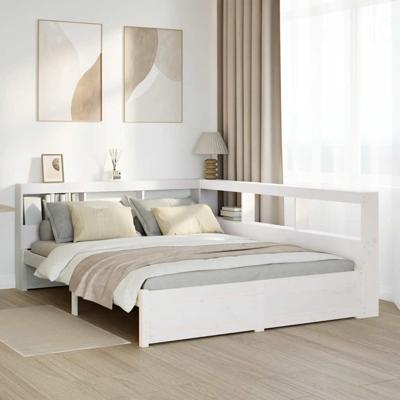 Bed met boekenkast zonder matras grenenhout wit 140x190 cm