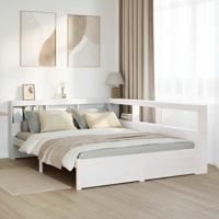 Bed met boekenkast zonder matras grenenhout wit 140x190 cm