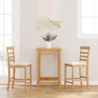 Barkrukken met kussens 2 st massief hout naturel rubber