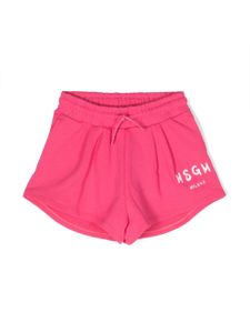 MSGM Kids short de sport en coton à logo imprimé - Rose