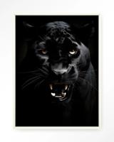 Urban Cotton Wandkleed 'Rawr Panther' 145 x 190cm in Floating Frame - off white