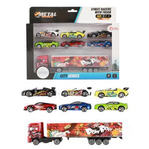 Toi Toys Vrachtwagen Pop Art Met 6 Raceauto's