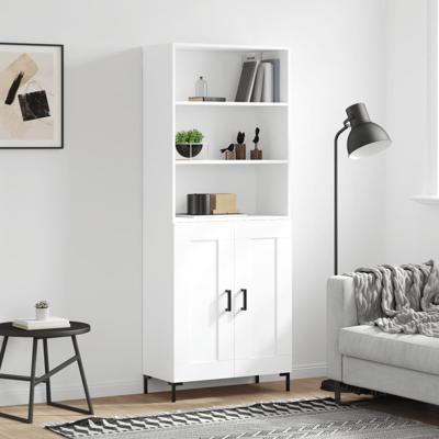 Hoge kast 69,5x34x180 cm bewerkt hout wit