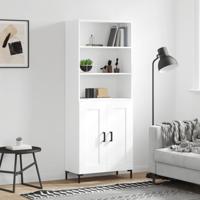 Hoge kast 69,5x34x180 cm bewerkt hout wit