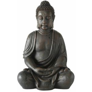 Boeddha beeld Zen - binnen/buiten - kunststeen - antiek donkergrijs - 34 x 45 x 70 cm