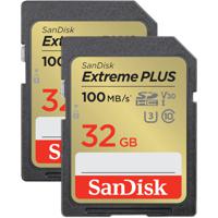 SanDisk Extreme PLUS 32 GB 2-Pack SDHC geheugenkaarten 100 MB/s 60 MB/s UHS-I U3 V30