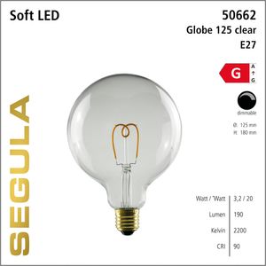 LED Globelamp 125 3,2W 190 Lumen 2200K E27 dimbaar Segula