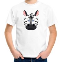 Cartoon zebra t-shirt wit voor jongens en meisjes - Cartoon dieren t-shirts kinderen XL (158-164)  -