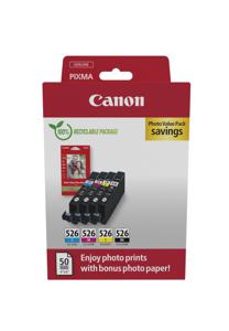 Canon Inktcartridge CLI-526 C/M/Y/BK Photo Value Pack Origineel Combipack Zwart, Cyaan, Magenta, Geel 4540B019