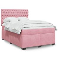 Boxspring met matras fluweel roze 140x190 cm Boxspring met matras fluweel roze 140x190 cm