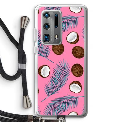 Kokosnoot roze: Huawei P40 Pro Plus Transparant Hoesje met koord