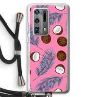 Kokosnoot roze: Huawei P40 Pro Plus Transparant Hoesje met koord