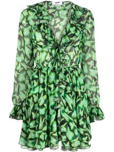 MSGM robe courte à motif graphique - Vert