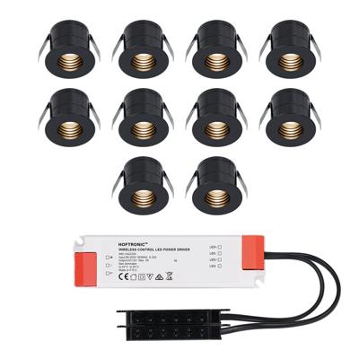 Set van 10 Betty LED Mini Inbouwspots met Trafo - 12 Volt 3 Watt 140 lumen - Verzonken - Plat 37mm - 2700K - IP44 waterdicht - Niet Dimbaar - Zwart