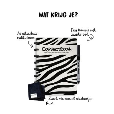 Correctbook Brave Zebra A5 Gelinieerd - Uitwisbaar / Herschrijfbaar Notitieboek Correctbook Brave Zebra A5 Gelinieerd - Uitwisbaar / Herschrijfbaar Notitieboek