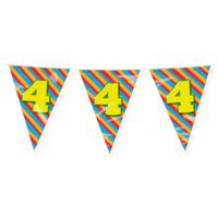 Verjaardag 4 jaar thema Vlaggetjes - Feestversiering - 10m - Folie - Dubbelzijdig - thumbnail