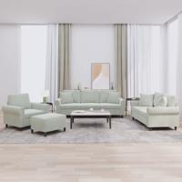 4-delige Loungeset met kussens fluweel lichtgrijs