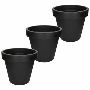 3x Zwarte plantenpot 35 cm - Plantenpotten