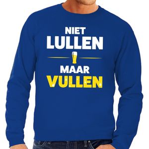 Niet Lullen maar Vullen tekst sweater blauw