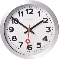 NeXtime NE-3998AR Wandklok Dia. 19 Cm, Geborsteld Aluminium, 'Station' NeXtime NE-3998AR Wandklok Dia. 19 Cm, Geborsteld Aluminium, 'Station'