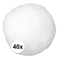 Rayher Hobby/knutsel pompons - 40x stuks - D38 mm - wit - pompoms