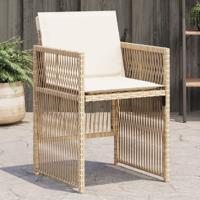 Tuinstoelen 4 st met kussens poly rattan beige