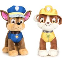 Paw Patrol knuffels set van 2x karakters Chase en Rubble 27 cm