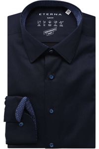 ETERNA Slim Fit Overhemd marine, Effen