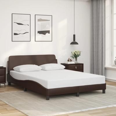 Bedframe met hoofdbord kunstleer bruin 140x200 cm
