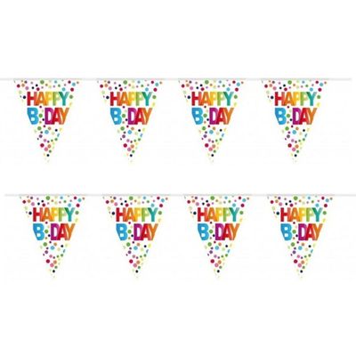2x stuks Happy B-day vlaggenlijn met stippen 10 meter