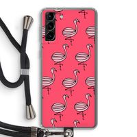 Flamingo: Samsung Galaxy S21 Plus Transparant Hoesje met koord