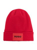 HUGO KIDS bonnet à patch logo - Rouge