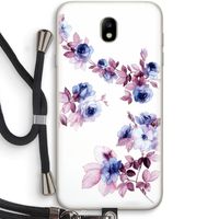 Waterverf bloemen: Samsung Galaxy J7 (2017) Transparant Hoesje met koord